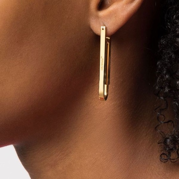 Modern Gold Paperclip Hoop Earrings - Picture 5 of 11
